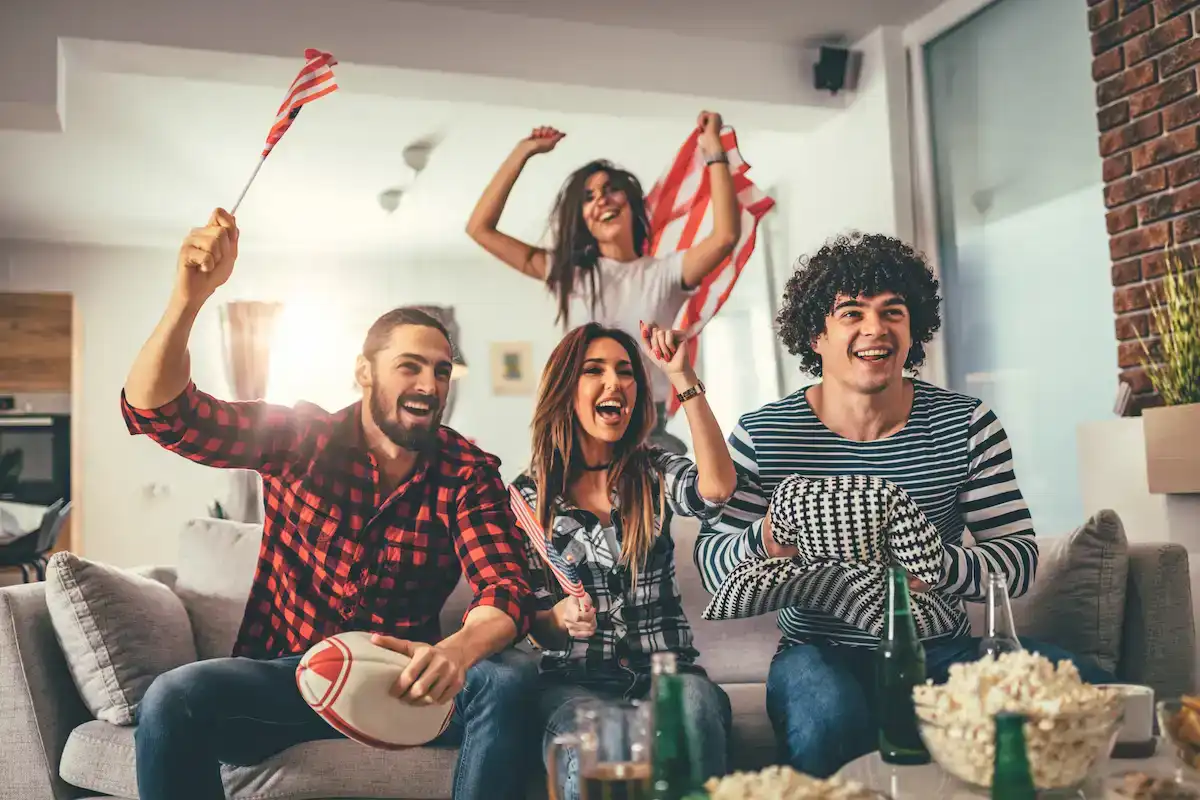 Sports fans celebrating